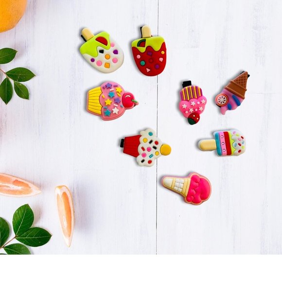 CupCake Hair Clips Set 8 pcs, Ice Cream Hair Clip for Girls & Baby Accessories - Picture 1 of 5